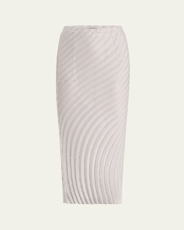Nuance Pleats Solid Pencil Long Skirt